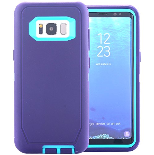 AICase Galaxy S8 Case, [Heavy Duty] Soft TPU Hybrid PC Anti-Scratch Shockproof Protective 3 in 1 Case Cover for Samsung Galaxy S8 (2017) (Purple/Blue)