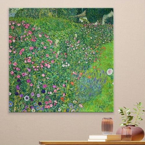 Répliques de peintures célèbres Klimt avec cadre doré chic, format 25x25cm