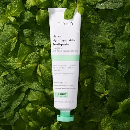 boka fluoride free toothpaste nano hydroxyapatite toothpaste appropriate for sensitive teeth - for adult kids oral care - ela mint flavor 4 fl oz 1pk us manufactured