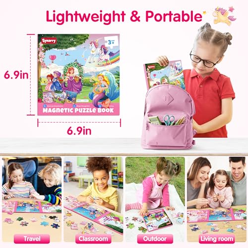 SYNARRY Puzzles Magnéticos Princesa Sirena Unicornio para Niños 3-5, Juguetes de Viaje | Rompecabezas Magnético de 20 Piezas para Niños de 4-6 Años, Actividades de Viaje en Coche y Avión miniatura 5