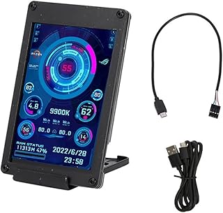 Nemeaii 3.5 Inch Computer Monitor Black for Mini ITX Case IPS Secondary Screen CPU GPU RAM HDD Monitoring USB Display Freely AIDA64