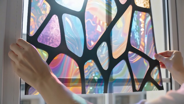 Película decorativa para ventana estilo vitral 17.5 x 39 pulgadas miniatura 7