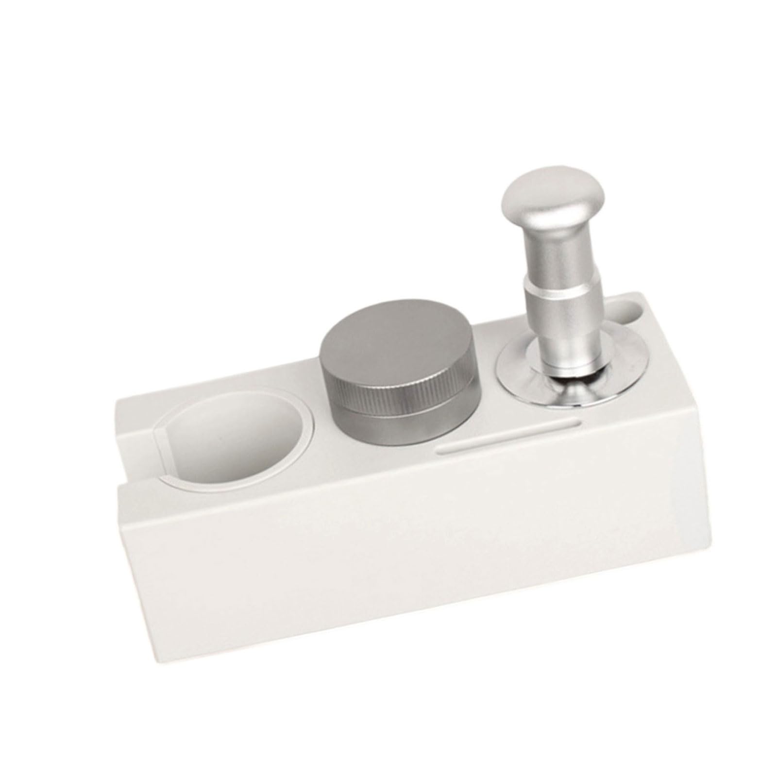 Jazuaiao Adjustable Coffee Distributor with 90° Assist & Weight Press for 51mm 53mm 58mm Portafilters Coffee Tamper Base Set with Gray Distributor