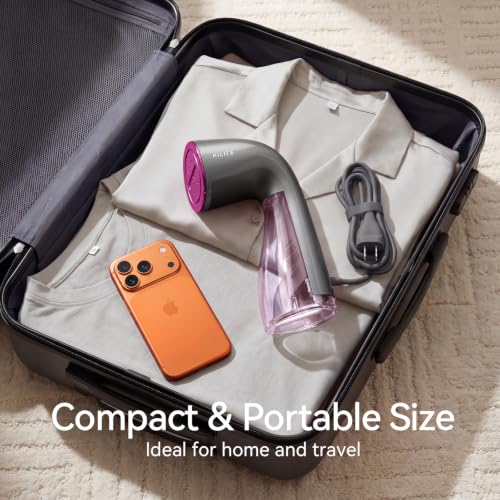 Image of HiLIFE Steamer for Clothes, Portable Handheld Design, 240ml Big Capacity, 700W, Strong Penetrating Steam, Removes Wrinkle, for Home, Office and Travel(ONLY FOR 120V) (Rose Pink)