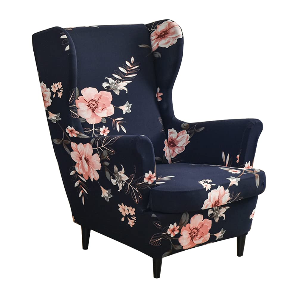 CHNSHOME Housses Fauteuil à Oreilles Extensibles 2 Pièces – Imprimées, Protège Chaise Avec Coussin, Ajustement Parfait, Lavables