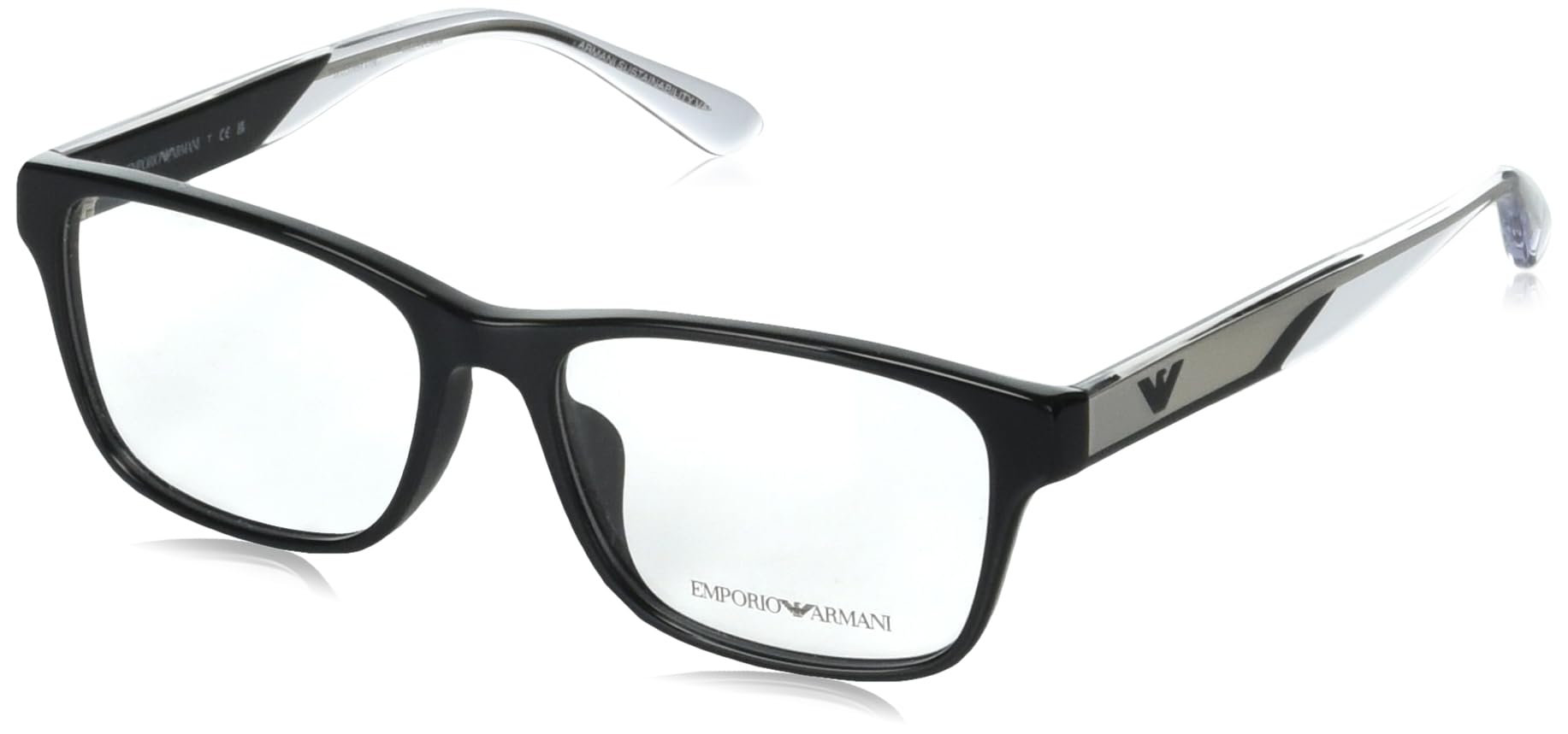 mens Ea3239f Low Bridge Fit Rectangular Prescription Eyewear Frames