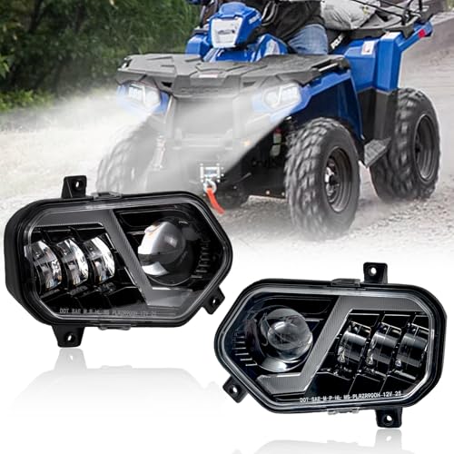 bamotoop DOT Approved LED Headlights with High Low Beam DRL for Polaris Sportsman 400 500 550 570 800 850 2009-2017 RZR 800 2014 S 800 2011-2014 900 2014 RZR XP 900 2011-2013 2PCS