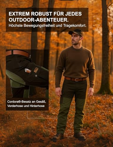 La Chasse® Hundeführer-Durchgehhose Survival Jagdhose Herren Oliv/grün mit Cordura®-Besatz Jägerjeans