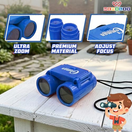 Image of Wembley Mini Binocular Toy for Kids | Compact and Portable Outdoor Binocular for Boys and Girls | Binocular with Neck String, Focus Adjustment and Ultra Zoom | Birthday Gift for Boys and Girls (Blue)