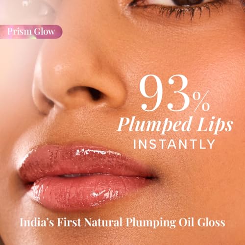Image of RAS Luxury Oils Hydrating 4-in-1 Super Plump Lip Oil Gloss, Balm, Plumper & Gloss with SPF 20 | Enriched with Natural Oils, Peptides & Hyaluronic Acid - Prism Glow