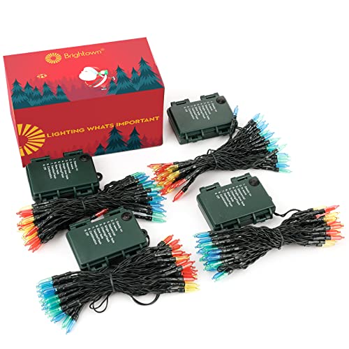 Image of Brightown Christmas Lights 4 Pack 50 LEDs Battery Powered String Lights with Green Wire for Holiday Decorations, Tree Lights, Party, Xmas, Easter, Wedding, Patio, Home Decor, Indoor and Outdoor Use