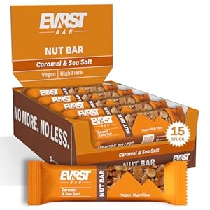 EVRST Nut Bar Caramel & Sea Salt | Nussriegel | 17% Protein | (15 Riegel x35g) | Vegan | Ballaststoffreich