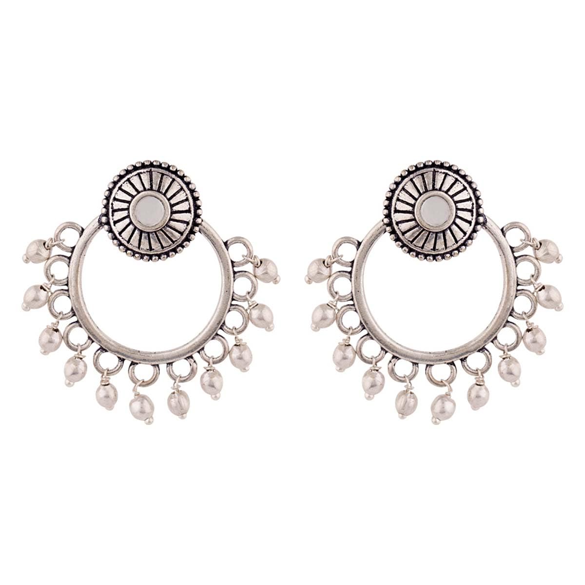 Voylla Traditional Oxidised Silver Plating Brass Oxidized Round shaped Beaded Dangle & Drop Earrings for Women and Girls (B07JMC8ZNB) Amazon Price History, Amazon Price Tracker
