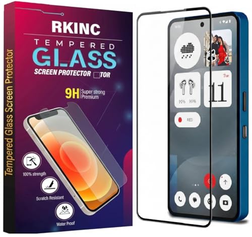 Image of RKINC Tempered Glass for Nothing Phone 3A & 3A Pro (6.77 Inch) Military Grade Gorilla Screen Guard Protector | With Installation Kit | Edge to Edge Coverage | Black