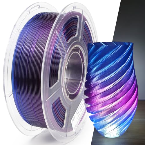 Image of Gradient Transparent PETG 3D Printer Filament 1.75mm, Multicolor Changing 3D Printing Filament with Light Transmission Feature, Good Layer Adhesion, Moisture Free, Blue /Purple 1KG