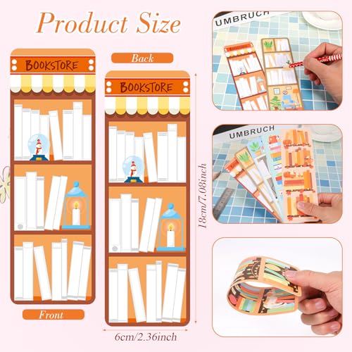 JSRQT 30 Pieces Bookshelf Design Paper Bookmarks Double-Sided Reading Page Markers for Book Lovers Gifts Tracker School Supplies Clips Mark - Image 3