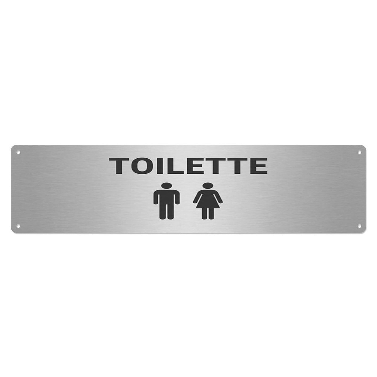 Brushed Bold Home Facility Toilet(WC) Door Metal Tin Skinny Sign Plaque Wall Decor for Cafe, Club Bar, Office, Home Garden Metal Poster 4x16Inch