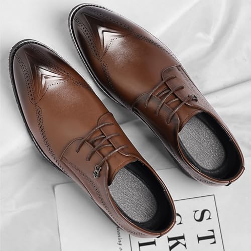 Men's Leather Brogue Oxford Shoes Classic Round Toe Block Heel Lace-Up Business Dress Shoes Retro Derby Oxford3
