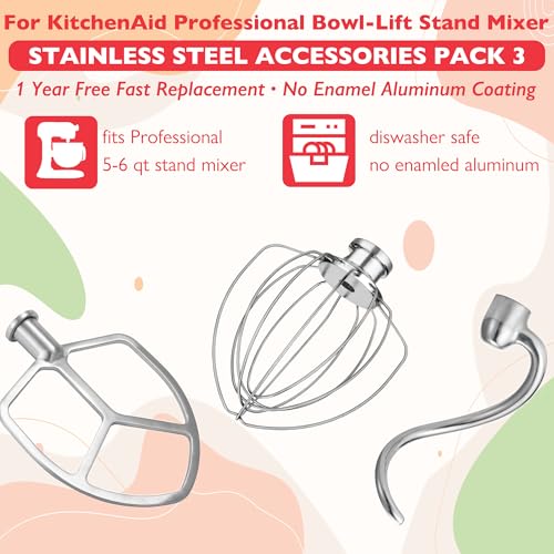 Stainlesssteelaccessoriesforkitchenaid556qtbowlliftstandmixerincludes6wirewhiskbeaterdoughhookdishwashersafeandheavydutyfitsforkp26kl26kb26ksm5560 Urban Country Home Decor Stainless steel accessories for kitchenaid 55 6 qt bowl lift stand mixer includes 6 wire whisk beater dough hook dishwasher safe and heavy duty fits for kp26 kl26 kb26 ksm5560 urban country home decor