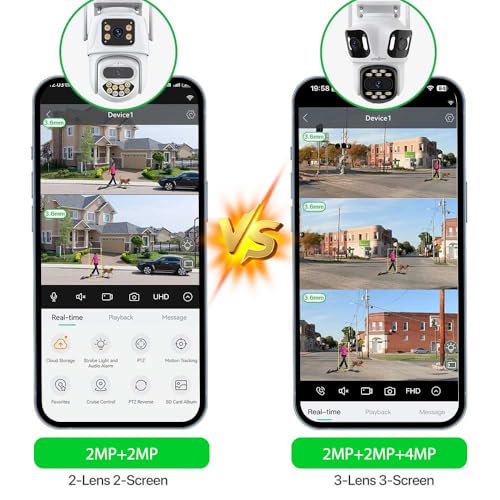 Image of Active Pixel A9 4+4+4MP Triple Lens WiFi Outdoor Security Camera | 8 LED Full-Color Night Vision | 360 PTZ | Motion Tracking | Two-Way Audio | Waterproof Wireless CCTV for Home & Office.