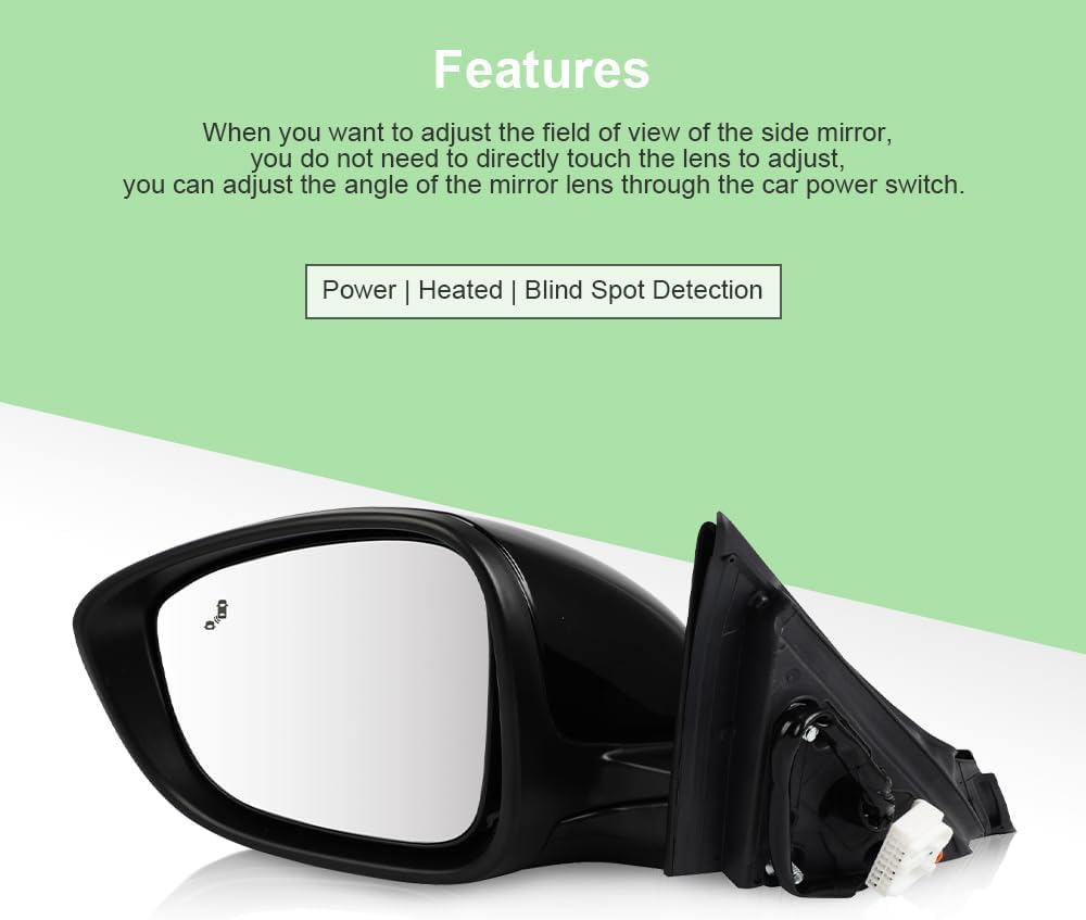 SCITOO Driver Side View Mirror Fit For Honda For Accord 2018 2019 2020 2021 2022 Power | Heated | Blind Spot Detection 7Pins Left Outside Exterior Mirror HO1320329