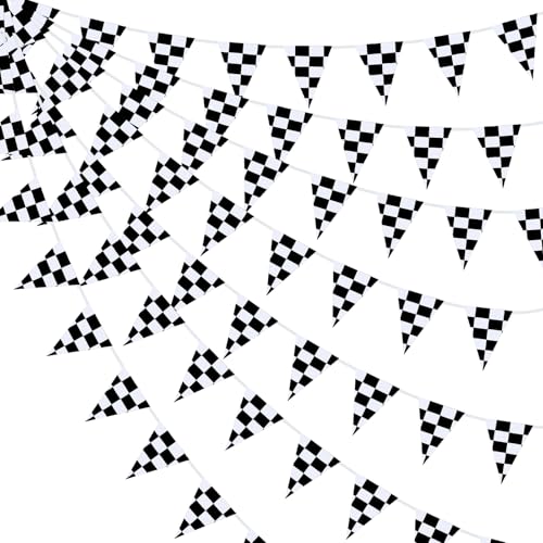 Fanion à Carreaux de 10 mètres - Drapeau de Course - Accessoire pour décoration de fête d'anniversaire sur Le thème de la Course