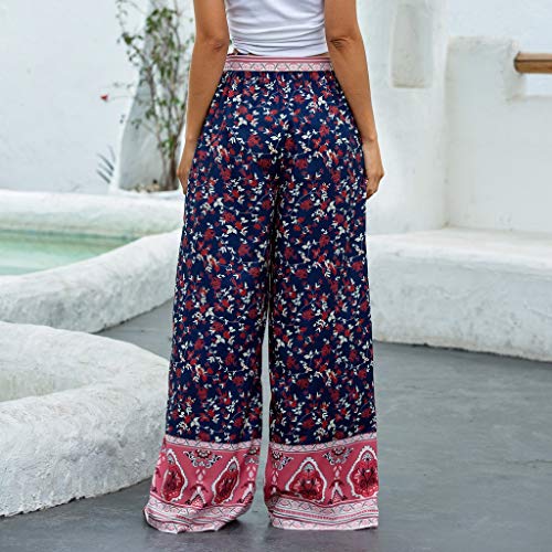 Zomerbroek voor dames, lange strandbroek, dunne zomerjoggingbroek, hippiebroek, pompbroek, lange harembroek, boho-broek met zakken, vrijetijdsbroek, zomerbroek, yogabroek, vintage broek met wijde pijpen - Afbeelding 4