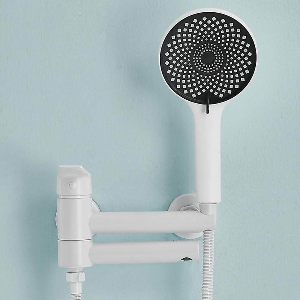 Grifo De Bañera Latón Monomando Grifo De Ducha Con 3 Funciones Ducha De Mano Montaje En Pared Mezclador De Baño Y Ducha, 150 Cm Manguera, Blanco