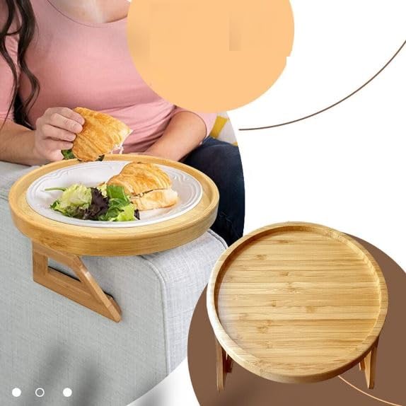 Dratal Tray Bamboo Sofa Arm Folding Dish Sofa Handrail Foldable Storage Tray Wooden Fruit Snack Snack Plate