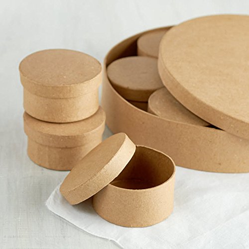 Factory Direct Craft Set of 8 Paper Mache Round Boxes - Papier Mache Boxes with Lids Perfect for Everyday or Holiday Crafts, Gift Boxes or Jewelry Boxes - 1 Round Box with 7 Smaller Boxes Inside