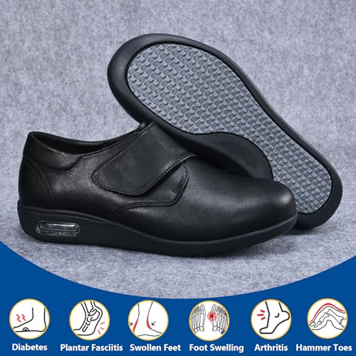 bumuam Men's Orthopeic Leather Dress Shoes, Casual Dress Barefoot Shoes for Plantar Fasciitis Non Slip Formal Shoes with Arch Support Comfortable Simple Shoes4