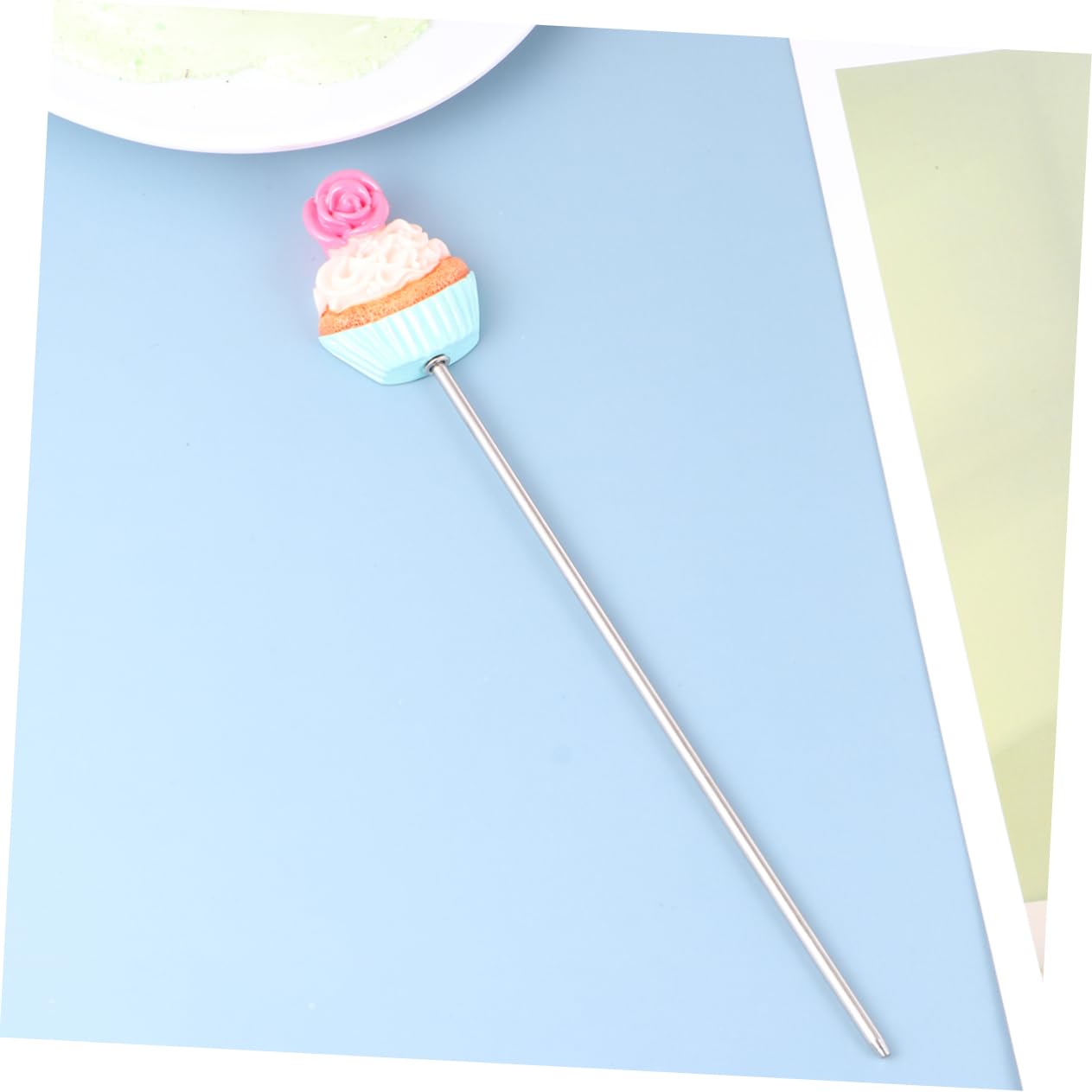 Cabilock 2Pcs Stainless Steel Cake Tester DIY Baking Tool for Cake Bread Muffin Testing Reusable Cake Test Pin with Chic Safflower Cake Pattern Essential Baking Accessory