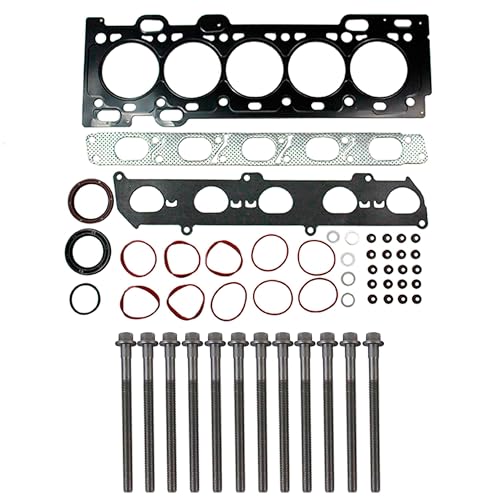 Image of DNJ HGB4504 Engine Cylinder Head Gasket Set with Head Bolt Kit, Complete Repair Set for 2004-2015 Volvo C30, C70, S40 2.5L L5 20V DOHC 2521cc
