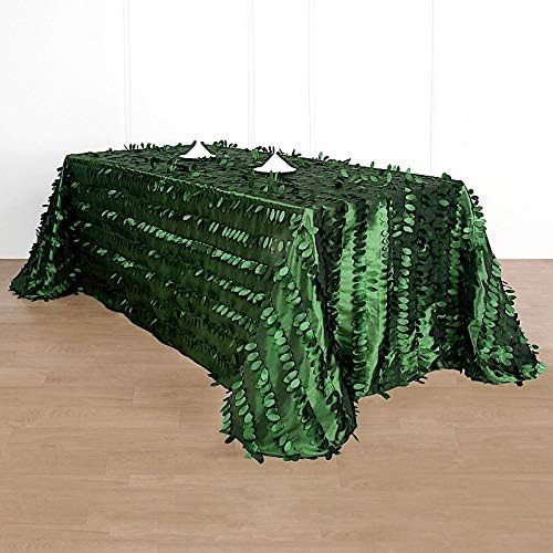 BalsaCircle 90x156 inch Green Taffeta Rectangle Tablecloth Leaf Petals Design Wedding Party Events Reception Decorations Supplies