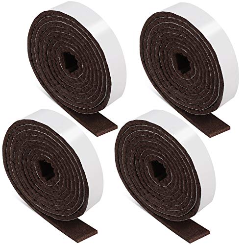 4 Rolls 1/2 x 60 Inch Self-Stick Heavy Duty Felt Strips Self Adhesive Felt Tapes Polyester Felt Strip Rolls for Protecting Furniture and Freedom DIY Adhesive, 240 x 0.5 x 0.12 Inches (Brown)