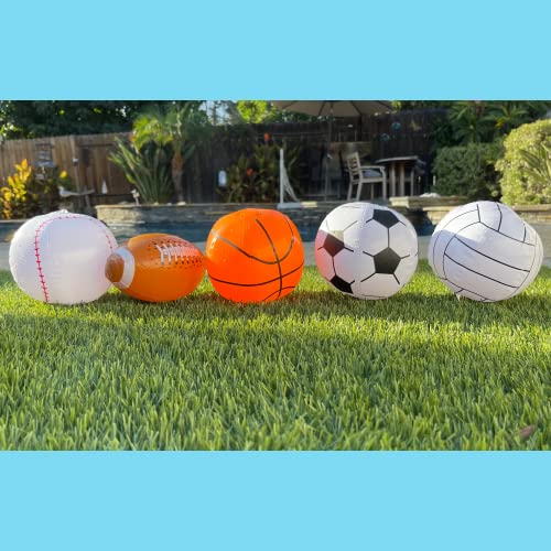 Top Race Mini Sport Balls Bulk - 9" Mini Inflatable Sport Ball - Football Blow Up Beach Balls For Kids, Beach, Pool Toys, And Water Games - Basketball And Baseball Party Decorations, 25 Pack #TOP6