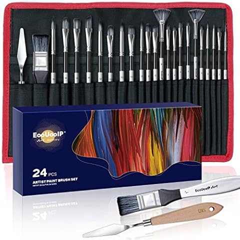 Artist Brushes,Acrylic Paint Brushes,Detail Paint Brushes Set 24 Pack Paint Brushes for Acrylic Painting Synthetic Brush Sets Miniature Painting Brushes for Oil Watercolor Canvas with Carrying Bag Cover