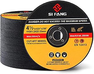 SI FANG 25 Pack Cut Off Wheels 115 x 1.2 x 22.23mm Thin Metal Cutting Discs Blades, Metal & Stainless Steel Aggressive Cutting Wheel Grinding Discs for 4.5 inch Angle Grinder