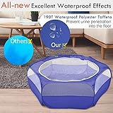 Pawaboo Kleintiere Freigehege, Wasserdicht Faltbar Kaninchen Freilaufgehege für Hasen Hühner Kätzchen Welpen Kaninchen Hamster, Visuell Laufstall mit Netz Reißverschluss und Nylonboden - Indigo