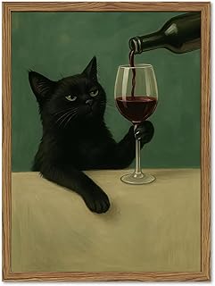 12 Bedroom Poster Ideas for Creative Personalized Walls 87 Funny Black Cat Wall Art Moody Black Cat with Wine Glass Wall Decor Whim...