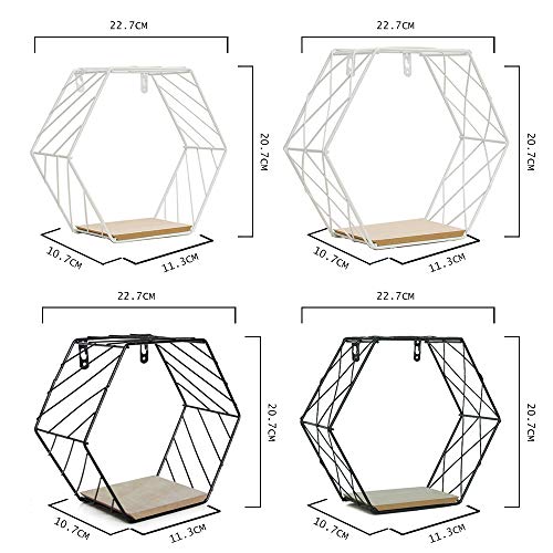 Splenssy Eenvoudige hexagon ijzer mesh wandtapijt huishoud-decoratie hanger zwart mesh L - Image 6