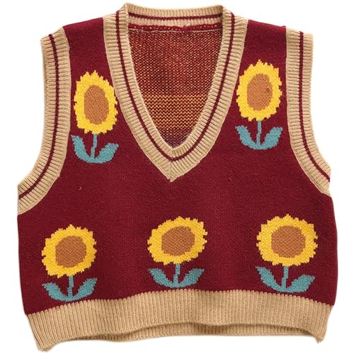 Image of jinghuiyue Women's Sleeveless Sweater Vest Halloween Skull Printed Knit Vest V Neck Crop Pullover Knitwear Tank Tops