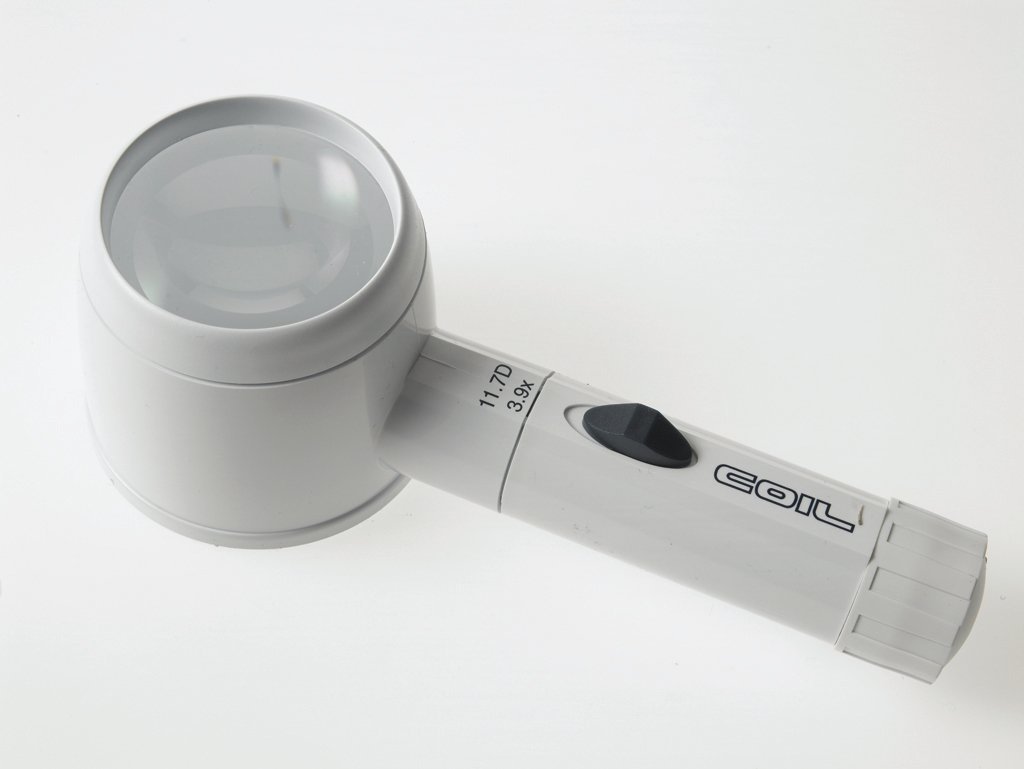 Coil Magnifier - Led Illuminated Raylite Stand Magnifier From (3.9X Magnification 11.7D 64Mm Diameter Aspheric Lens)