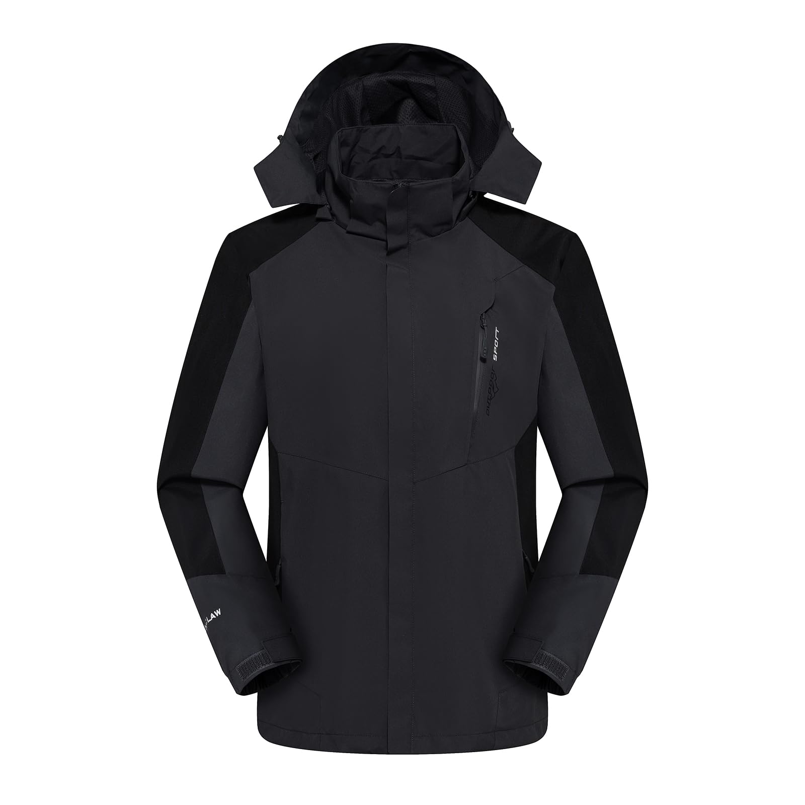 Impermeable para Hombre al Aire Libre Forro de Malla Transpirable Abrigo de Senderismo Traje de lluvia a Prueba de Viento con Capucha Desmontable y Bolsillo con Cremallera