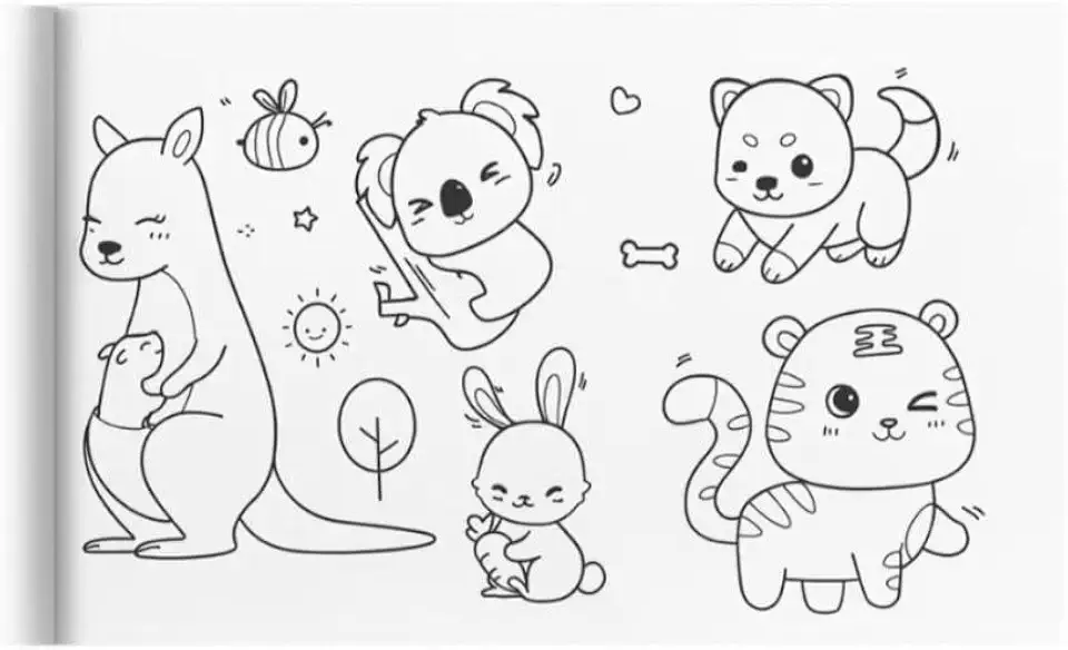 Rolo de Papel para Colorir Autoadesivos 3 metros de Desenhos Grandes e Bem Definidos, Perfeitos Para Pintar com Canetinhas, Lápis de cor Giz de Cera Marcadores (Animais)