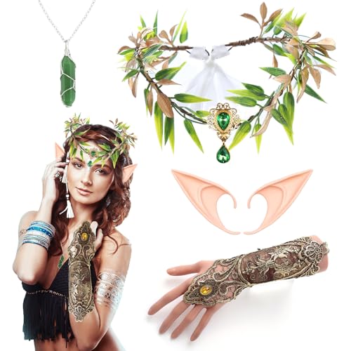 4 stück elfen kostüm zubehör damen set mit elfenohren