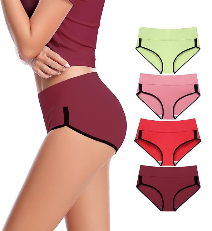 Image of DIVING DEEP Womens Breathable 100% Hipser Regular & Plus Size Underwear | Cotton Brief | High Waist Full Coverage Tummy Controller | High Rise Underpants Womens Panties - (Pack of 4)