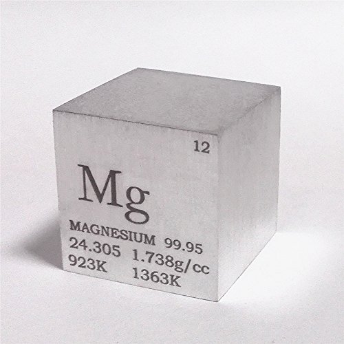 Würfel aus 99,95 % Magnesium, 2,5 cm, 28 g, Gravur mit Informationen aus dem Periodensystem der Elemente (englischsprachig) Cover