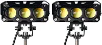 Par Farol Milha Moto Led Auxiliar 120W 18000LM Neblina Lampada Lente Auxiliar Três Lentes Luz De Cor Dupla