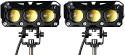 Par Farol Milha Moto Led Auxiliar 120W 18000LM Neblina Lampada Lente Auxiliar Três Lentes Luz De Cor Dupla